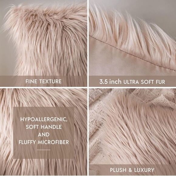[plantoscope] faux fur pillow with insert EUC - Picture 3 of 8